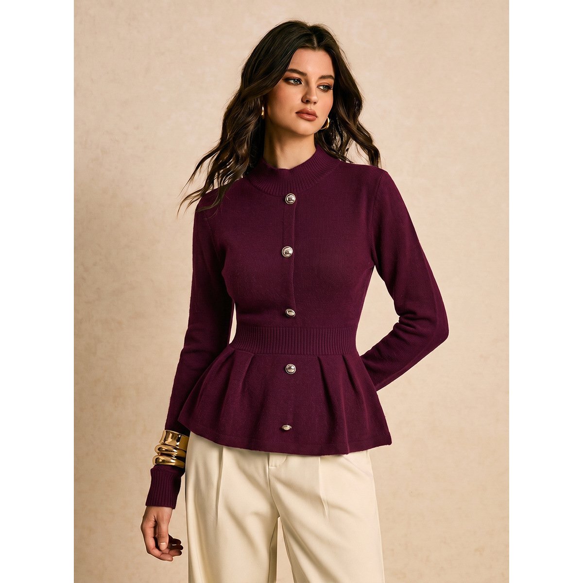 Retro Single-breasted Chic Long-sleeved Top - Image 4