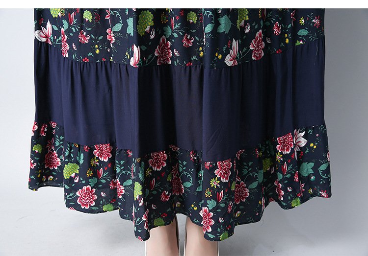 Large Size Cotton And Linen Slim-Fitting Embroidered Large-Length Mid-Length Dress Women - Image 10