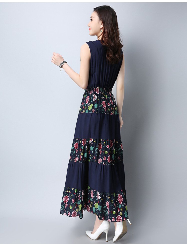 Large Size Cotton And Linen Slim-Fitting Embroidered Large-Length Mid-Length Dress Women - Image 6
