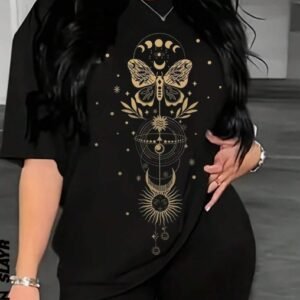 Women's Oversized Butterfly Print Loose Fit Basic Drop Shoulder T-Shirt Graphic Tees Women Tops