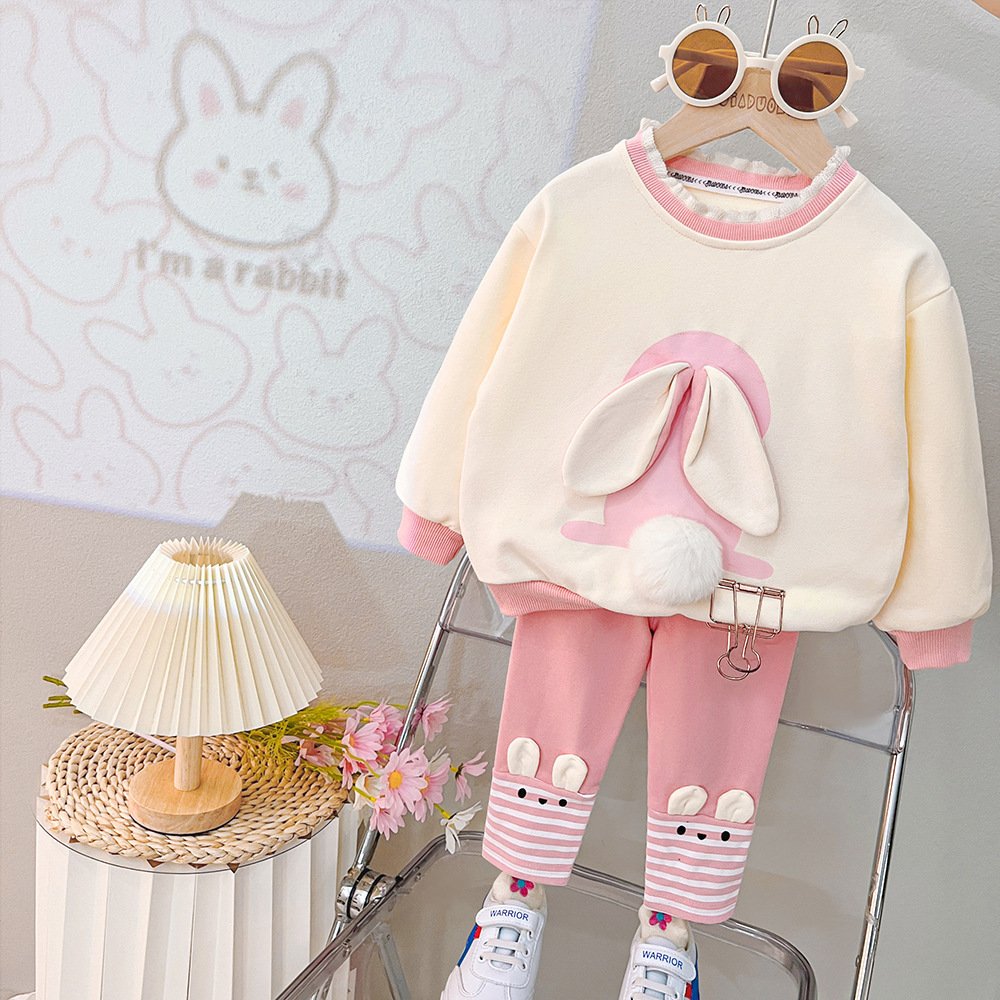Baby Girl Cute Ears Sweater Cartoon Long Sleeve Leggings Suit - Image 6