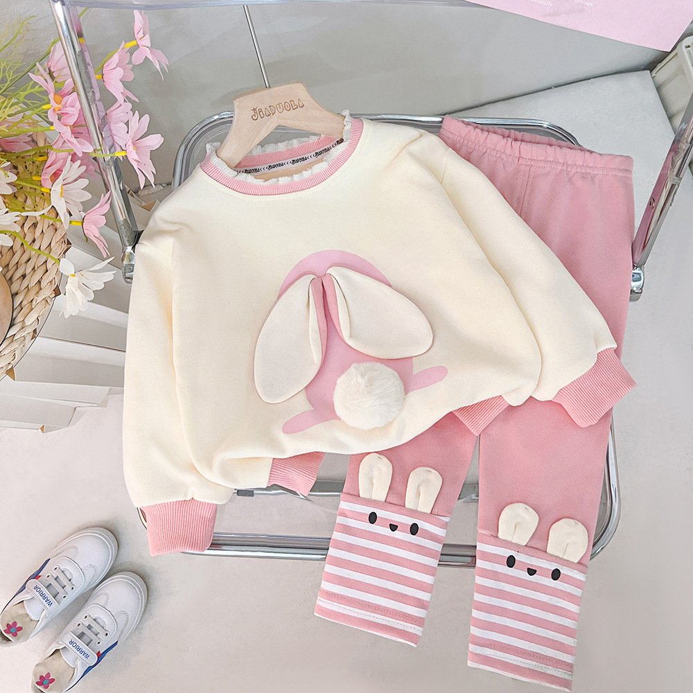 Baby Girl Cute Ears Sweater Cartoon Long Sleeve Leggings Suit - Image 7