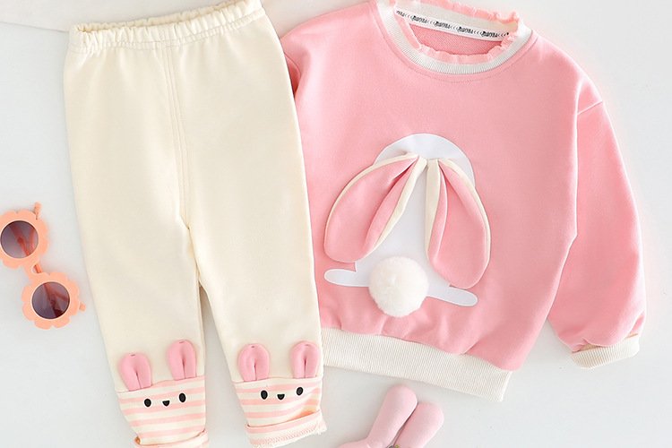 Baby Girl Cute Ears Sweater Cartoon Long Sleeve Leggings Suit - Image 10