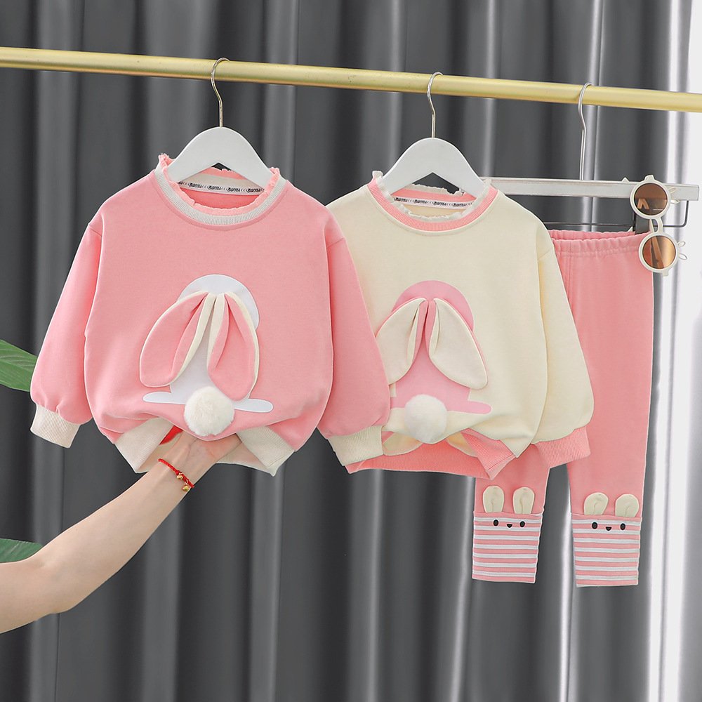 Baby Girl Cute Ears Sweater Cartoon Long Sleeve Leggings Suit - Image 2