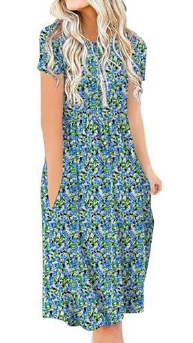 New Womens Printed Loose-fit Pocket Dress With Short Sleeves - Image 2