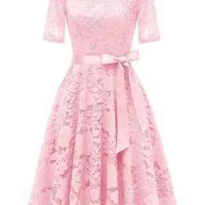European And American Cross-Border Spring And Summer New Fashion Dresses, Lace Slim-Fit Elegant Bow-Knot Dresses, Cross-Border Supply