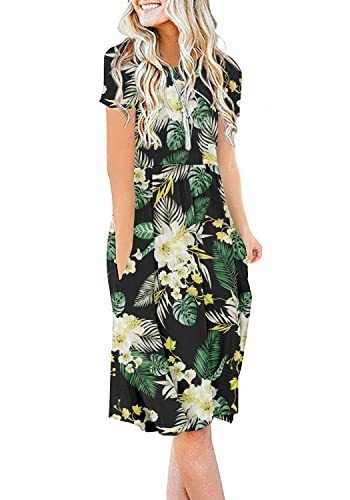 New Womens Printed Loose-fit Pocket Dress With Short Sleeves - Image 9