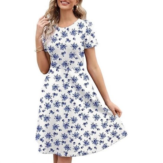 Womens Retro Floral Print A-Line Dress - Image 3