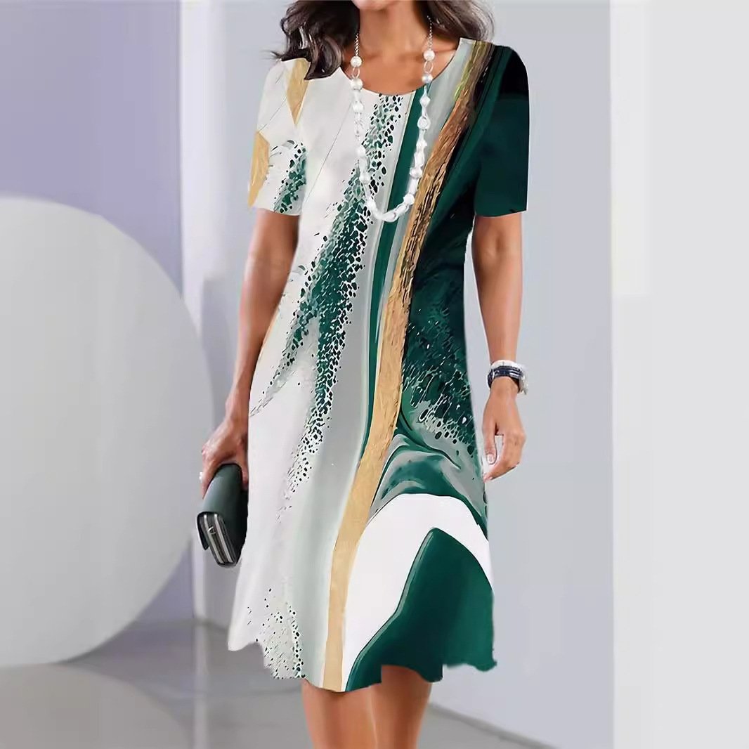 Versatile Daily Casual Dress – Loose A-Line Round Neck Dress - Image 3