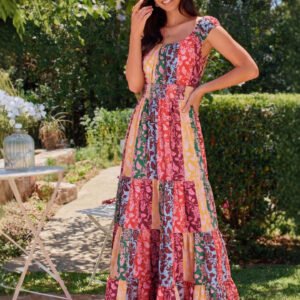 Chic Casual Bohemian Sleeveless Printed Smocked Waist Dress