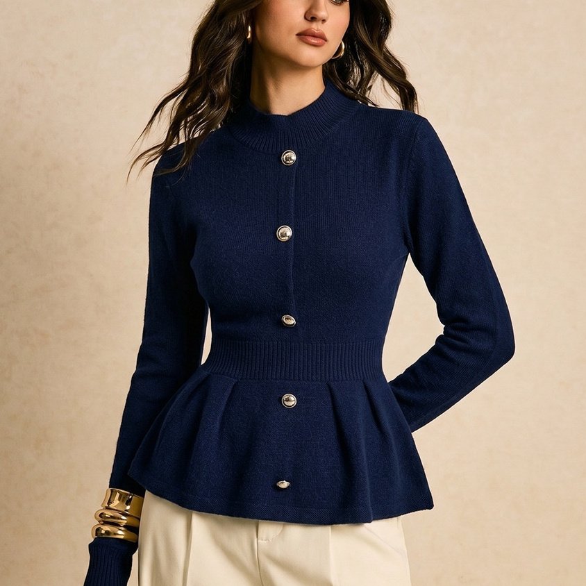 Retro Single-breasted Chic Long-sleeved Top