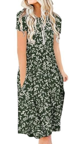 New Womens Printed Loose-fit Pocket Dress With Short Sleeves - Image 5