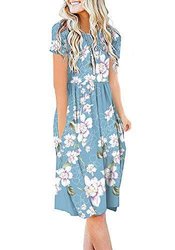 New Womens Printed Loose-fit Pocket Dress With Short Sleeves - Image 6