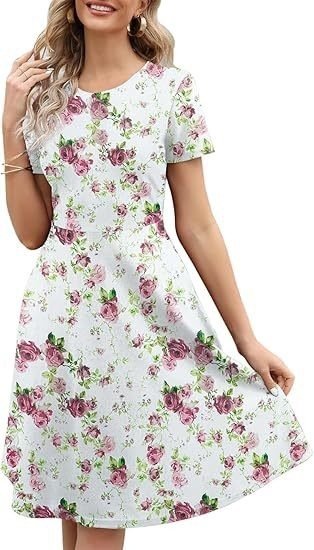 Womens Retro Floral Print A-Line Dress - Image 5