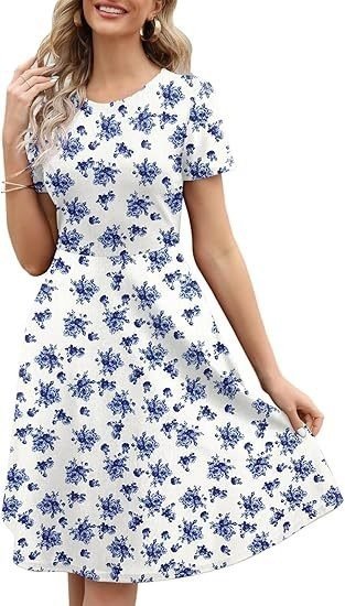 Womens Retro Floral Print A-Line Dress - Image 4