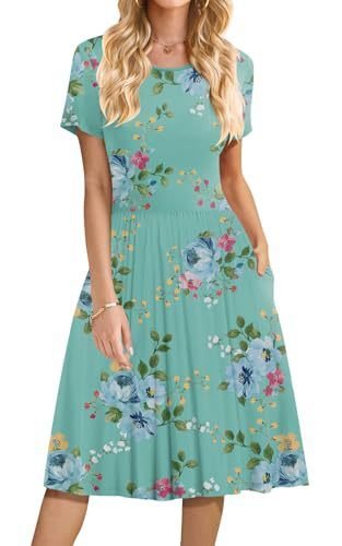 New Womens Printed Loose-fit Pocket Dress With Short Sleeves - Image 3