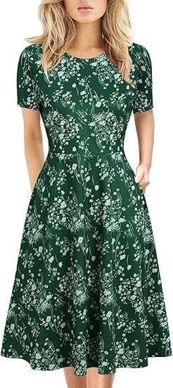 Womens Retro Floral Print A-Line Dress - Image 9