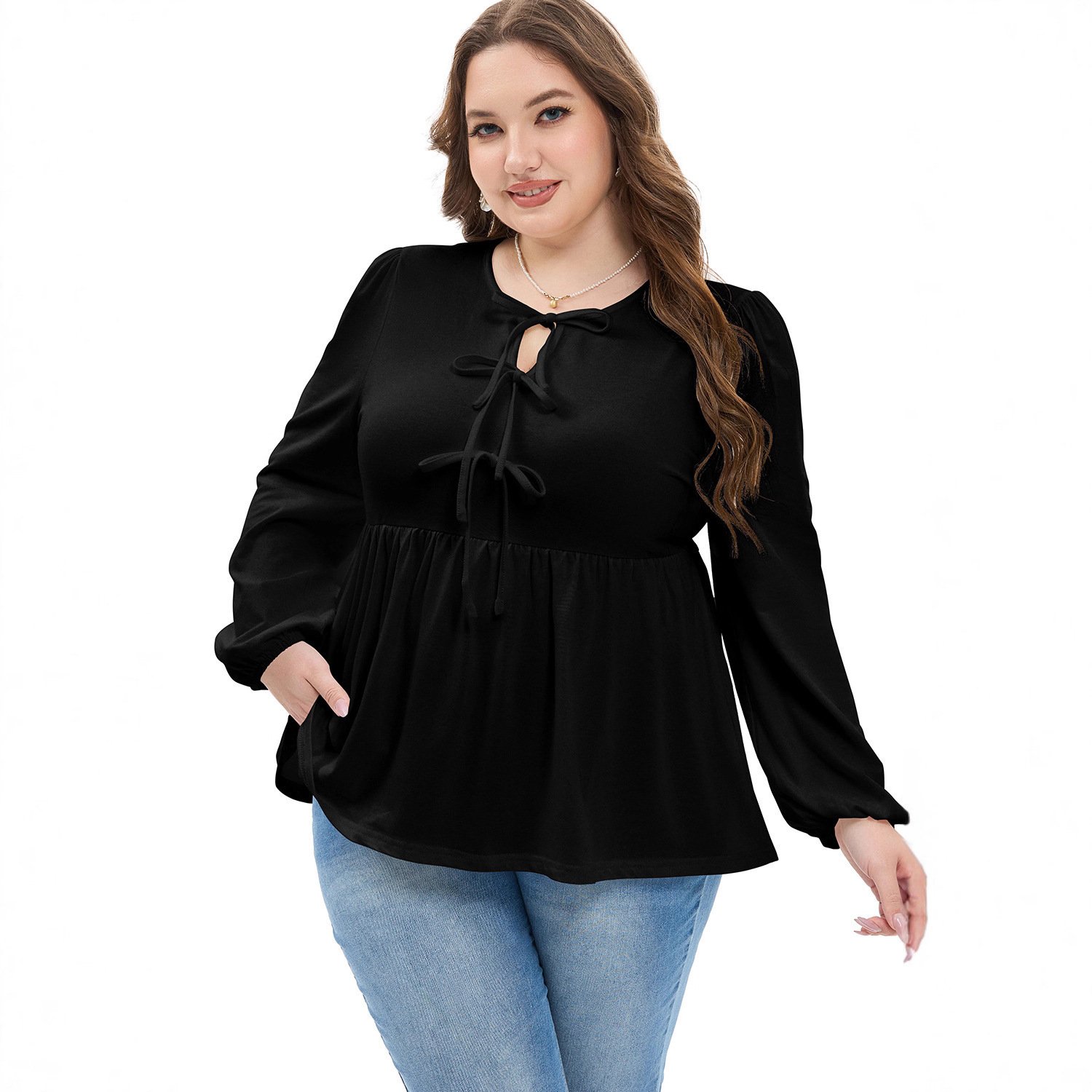 Womens Bow-Knot Pullover Top With Ties - Image 6