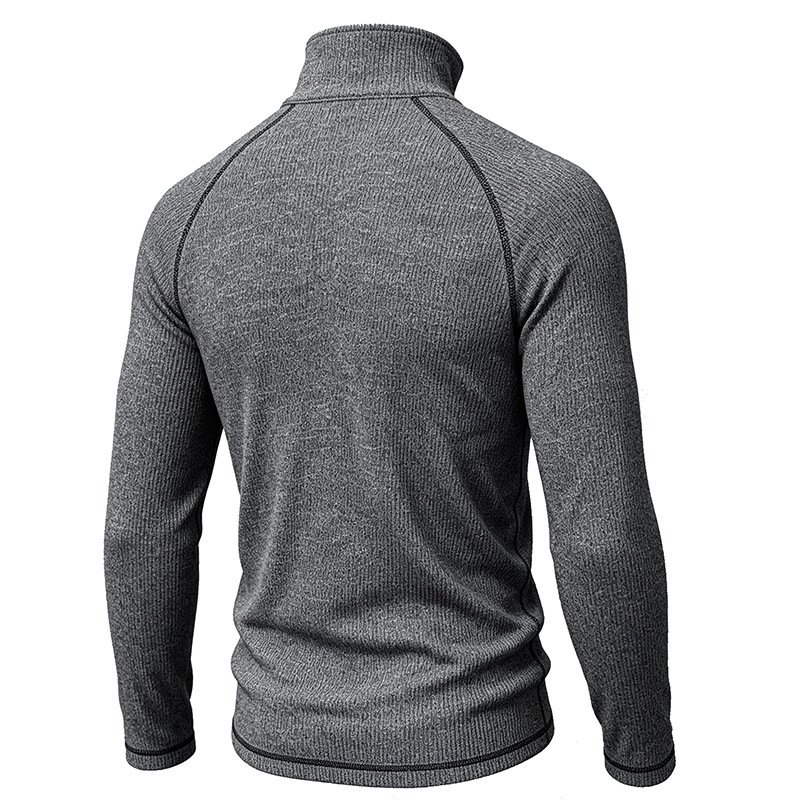 Mens Sports Turtleneck Long-Sleeve Zip-Up Top - Image 5