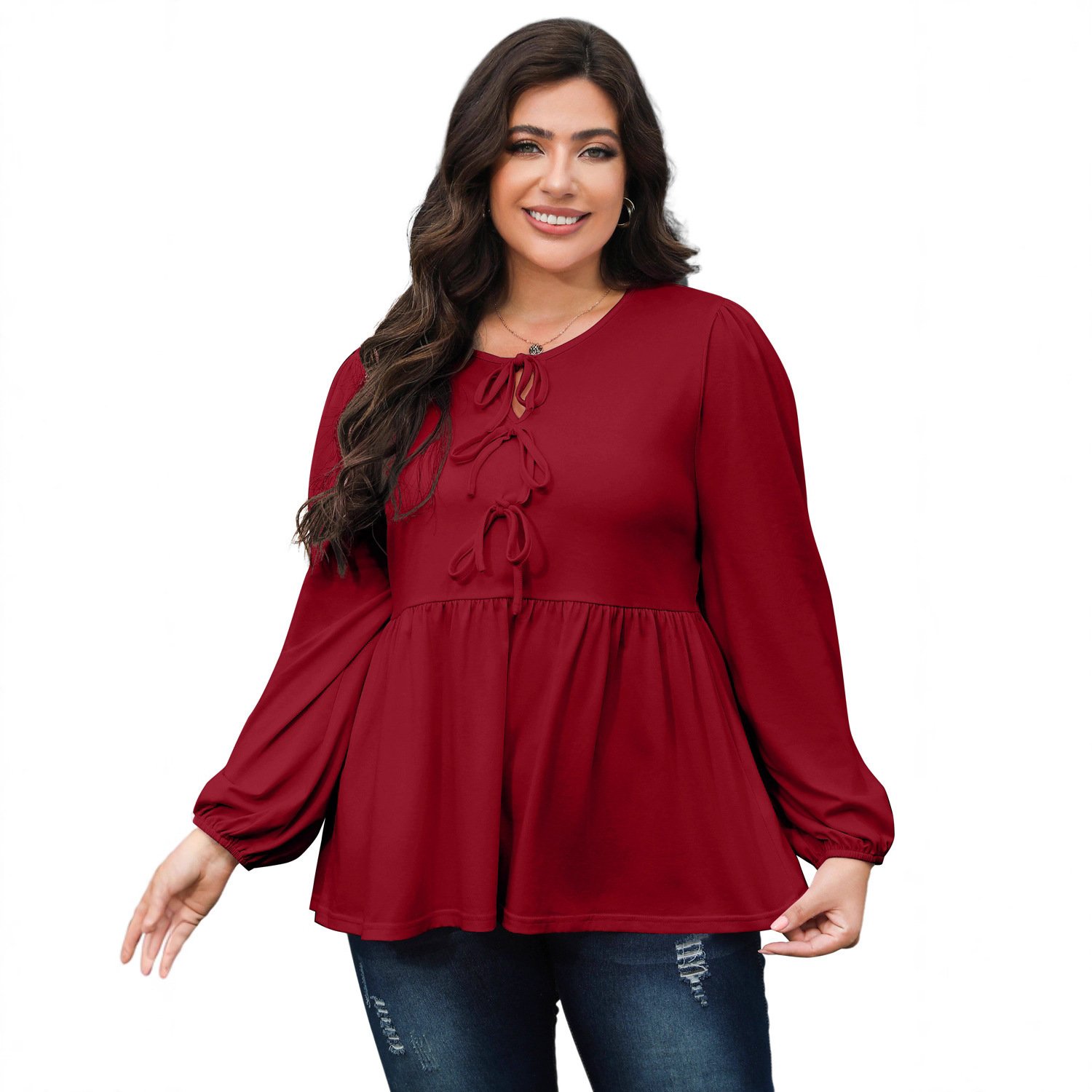 Womens Bow-Knot Pullover Top With Ties - Image 7