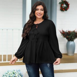 Womens Bow-Knot Pullover Top With Ties