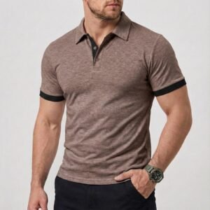 Mens Short-sleeve Polo Shirt With A Turn-down Collar