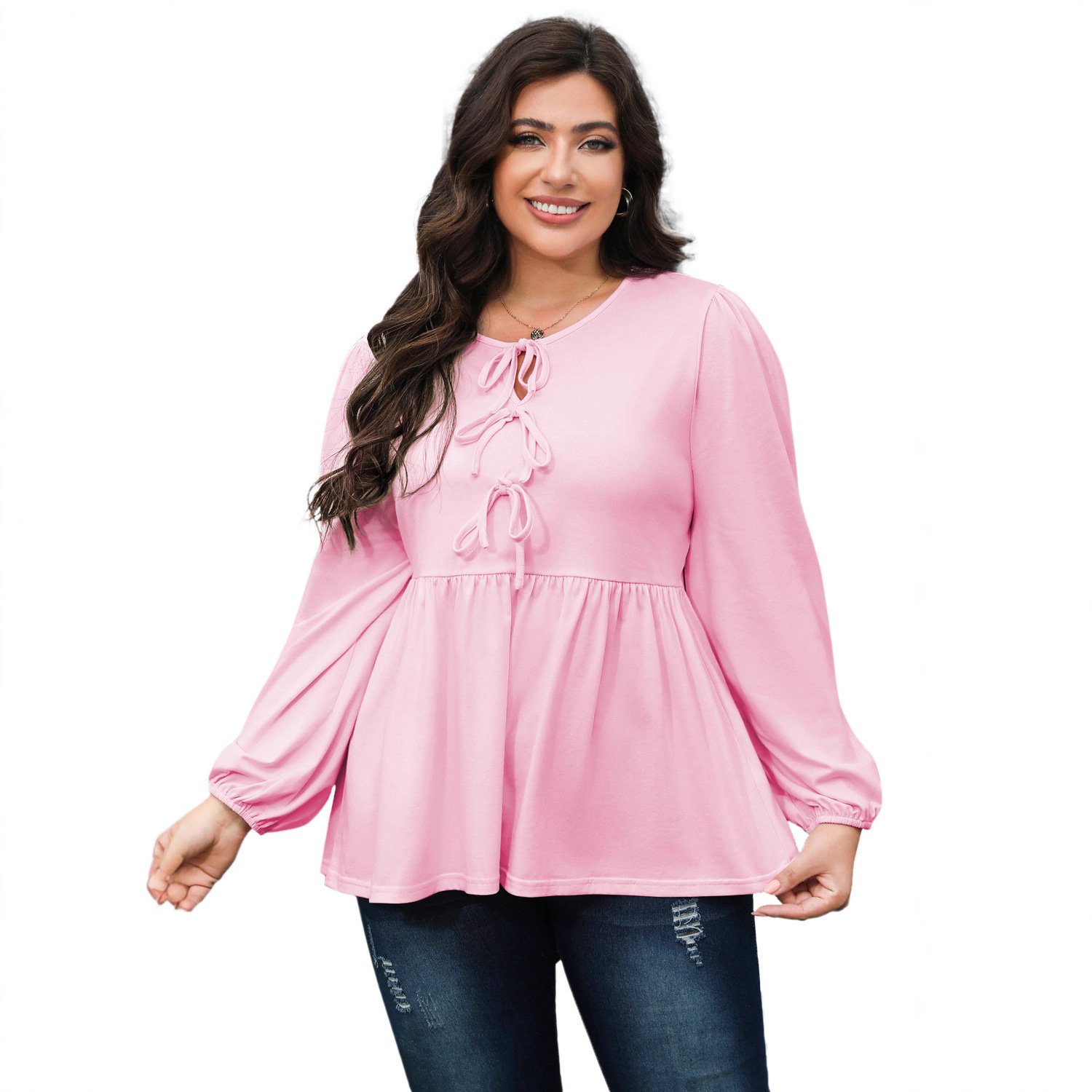 Womens Bow-Knot Pullover Top With Ties - Image 4