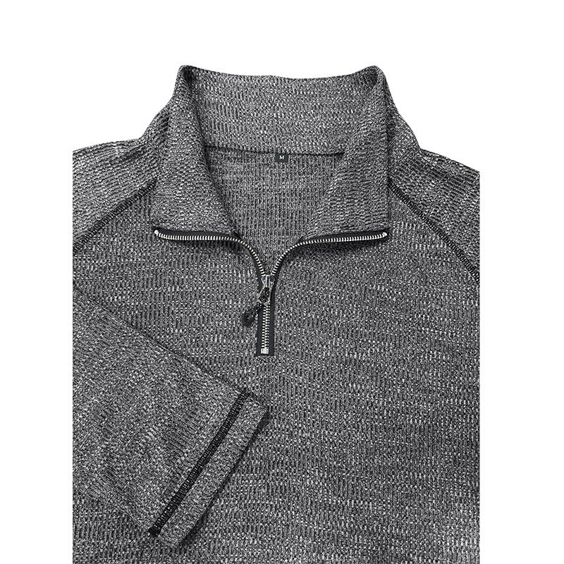 Mens Sports Turtleneck Long-Sleeve Zip-Up Top - Image 3