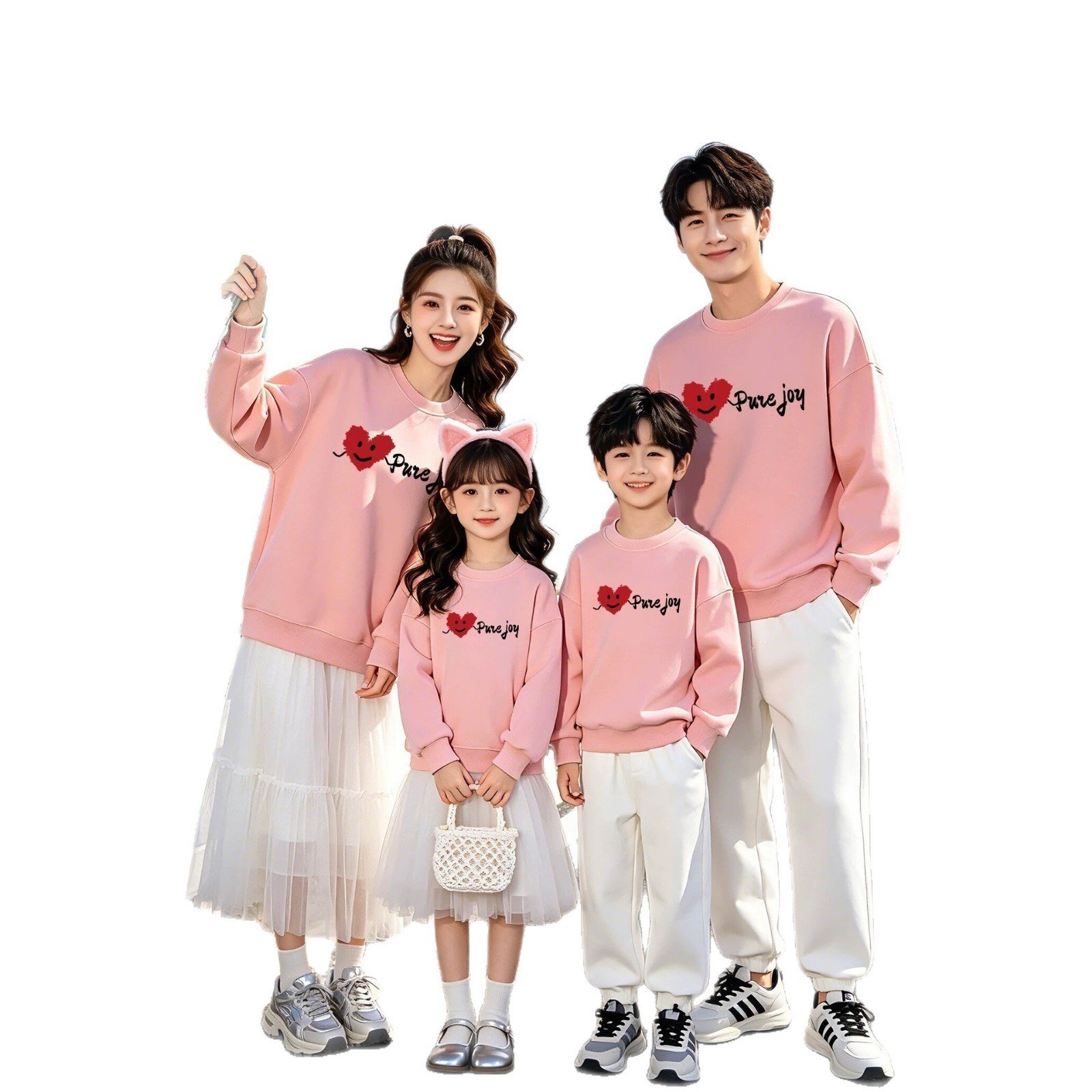 Sweatshirt With Heart And Smiley Print Family Matching Set - Image 2