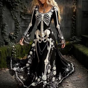 halloween long dress with bell sleeves