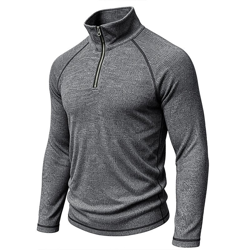 Mens Sports Turtleneck Long-Sleeve Zip-Up Top - Image 2