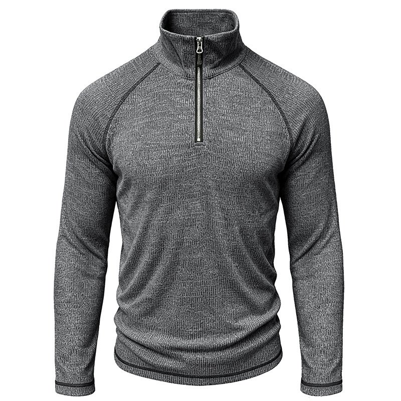 Mens Sports Turtleneck Long-Sleeve Zip-Up Top - Image 4