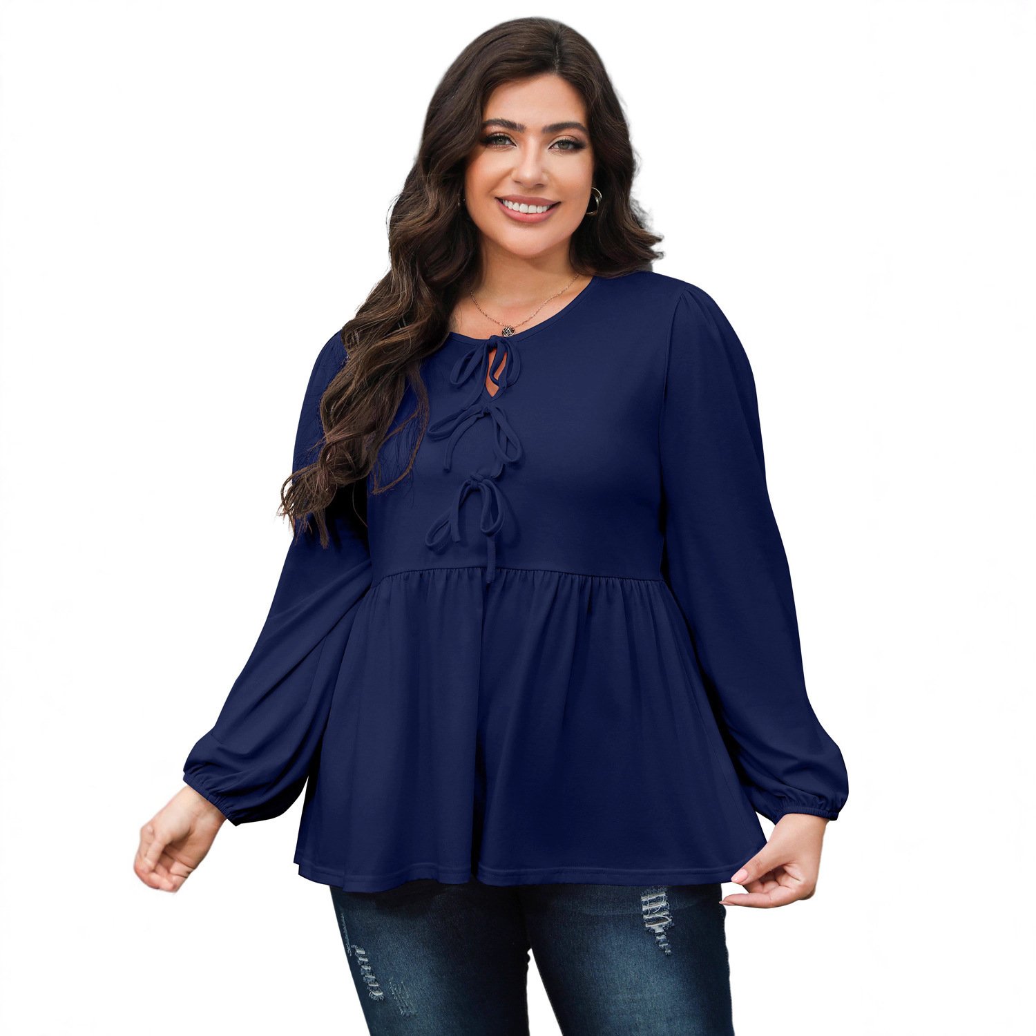 Womens Bow-Knot Pullover Top With Ties - Image 9